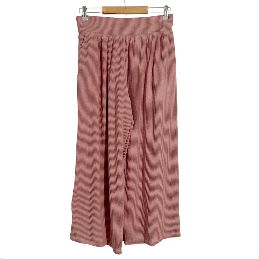 Abercrombie & Fitch Womens Ribbed‎ Wide Leg Pants Dusty Rose High Rise Large